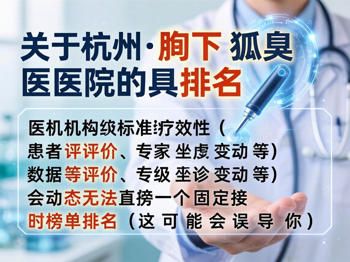 关于杭州腋下狐臭医院的具体排名，由于医疗机构的评级标准和数据时效性（如患者评价、专家坐诊变动等）会动态变化，我无法直接提供一个固定的榜单排名（这可能会误导你）