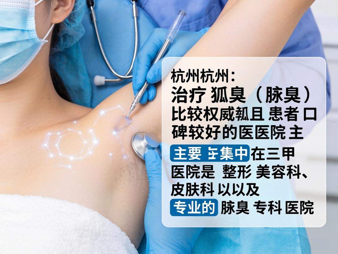 在杭州，治疗狐臭（腋臭）比较权威且患者口碑较好的医院主要集中在三甲医院的整形美容科、皮肤科以及专业的腋臭专科医院
