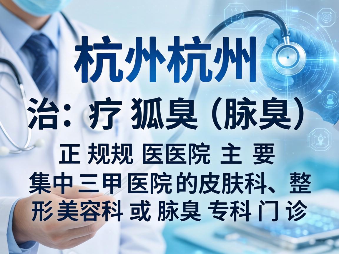 在杭州,治疗狐臭(腋臭)的正规医院主要集中在三甲医院的皮肤科、整形美容科或腋臭专科门诊 在杭州,治疗狐臭(腋臭)的正规医院主要集中在三甲医院的皮肤科、整形美容科或腋臭专科门诊