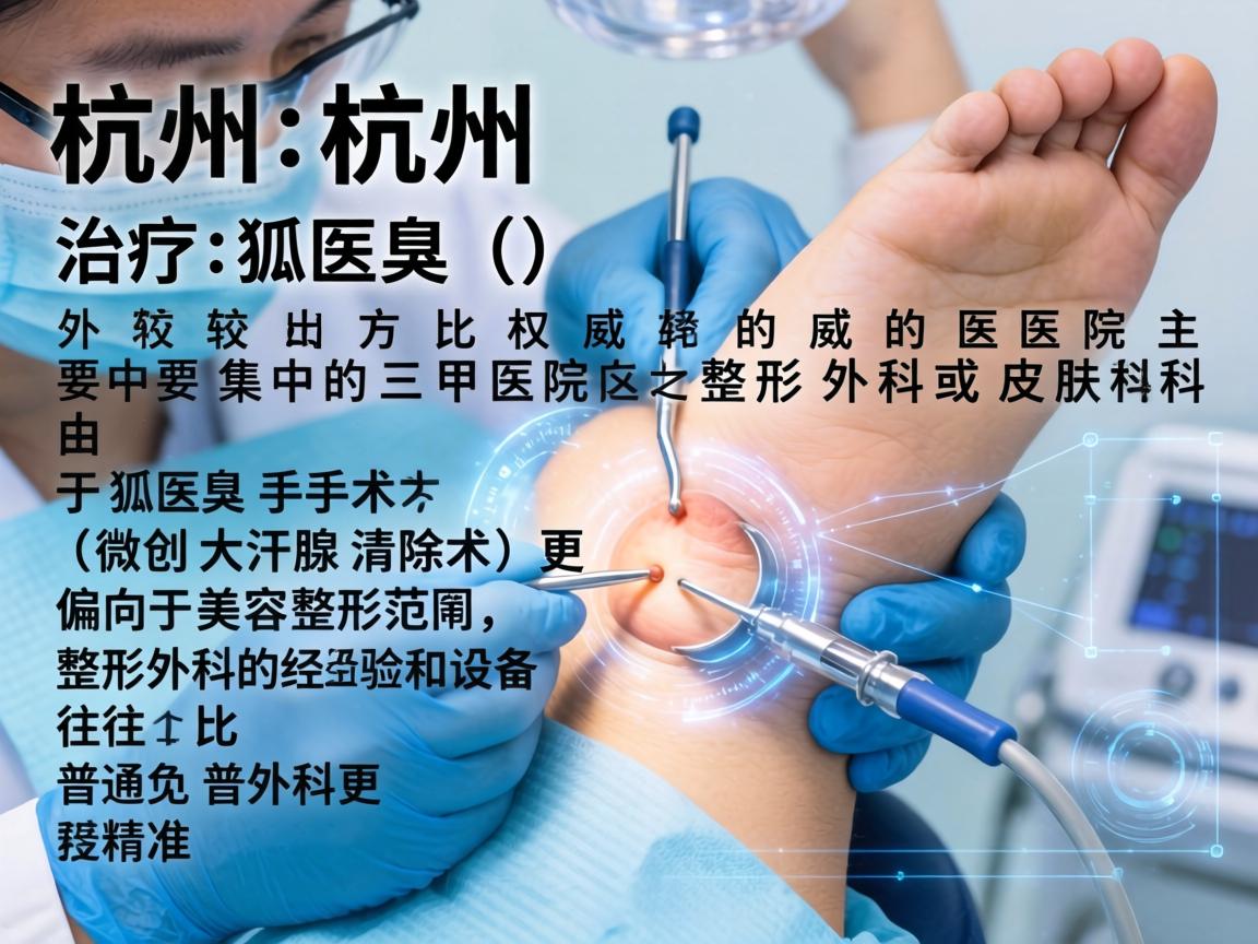 在杭州，治疗狐臭（腋臭）方面比较权威的医院主要集中在三甲医院的整形外科或皮肤科。由于狐臭手术（微创大汗腺清除术）更偏向于美容整形范畴，整形外科的经验和设备往往比普通普外科更精准