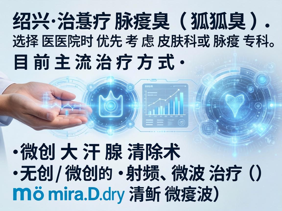 在绍兴治疗腋臭(狐臭)选择医院时优先考虑皮肤科或腋臭专科。目前主流治疗方式包括微创大汗腺清除术和无创/微创的射频、微波治疗(如miraDry清新微波) 在绍兴治疗腋臭(狐臭)选择医院时优先考虑皮肤科或腋臭专科。目前主流治疗方式包括微创大汗腺清除术和无创/微创的射频、微波治疗(如miraDry清新微波)