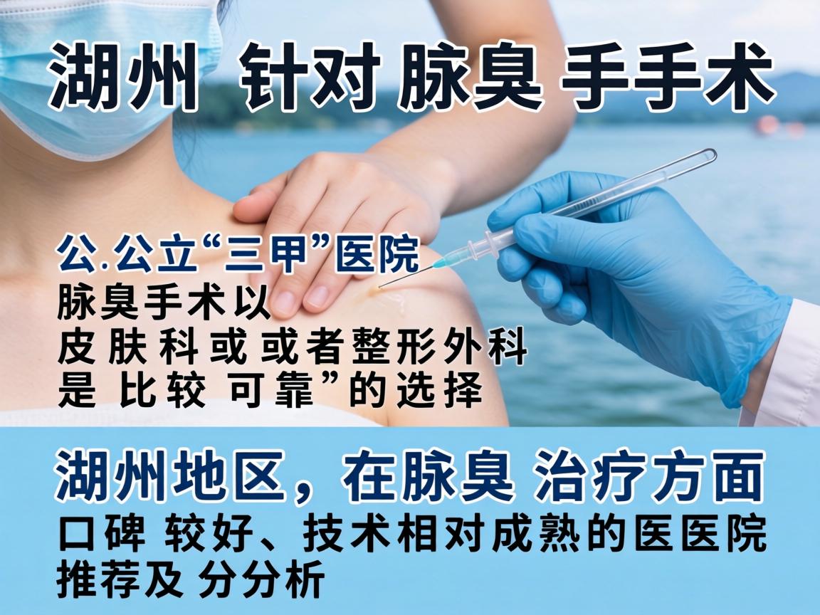 在湖州，针对腋臭手术，公立三甲医院的皮肤科或者整形外科是比较可靠的选择。以下是湖州地区在腋臭治疗方面口碑较好、技术相对成熟的医院推荐及分析