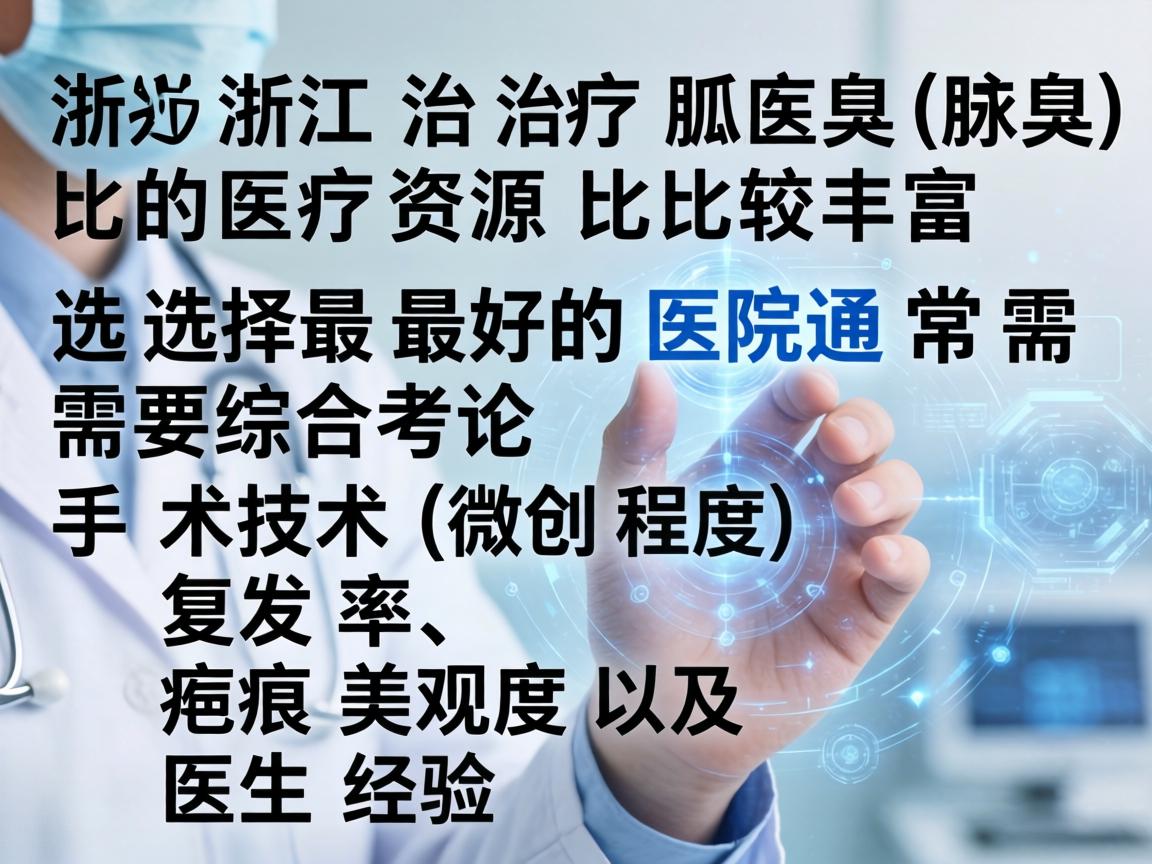在浙江,治疗狐臭(腋臭)的医疗资源比较丰富。选择最好的医院通常需要综合考量手术技术(微创程度)复发率、疤痕美观度以及医生经验 在浙江,治疗狐臭(腋臭)的医疗资源比较丰富。选择最好的医院通常需要综合考量手术技术(微创程度)复发率、疤痕美观度以及医生经验