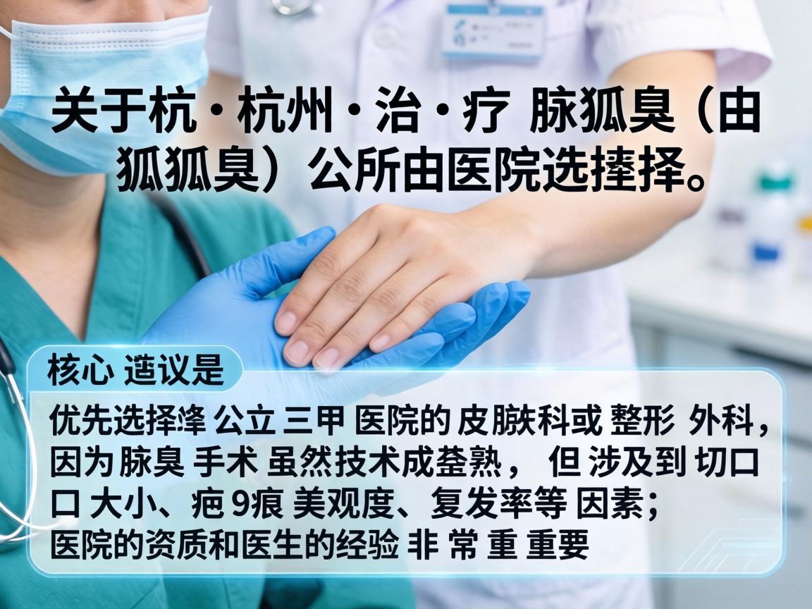 关于杭州治疗腋臭（狐臭）的医院选择，核心建议是优先选择公立三甲医院的皮肤科或整形外科，因为腋臭手术虽然技术成熟，但涉及到切口大小、疤痕美观度、复发率等因素，医院的资质和医生的经验非常重要