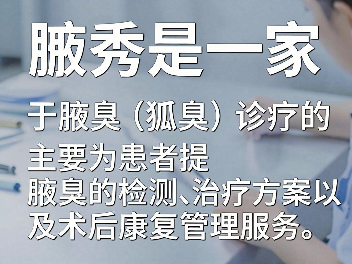 腋秀是一家专注于腋臭（狐臭）诊疗的医疗品牌，主要为患者提供腋臭的检测、治疗方案以及术后康复管理服务。以下是一些关于腋臭及腋秀的相关信息，供你参考