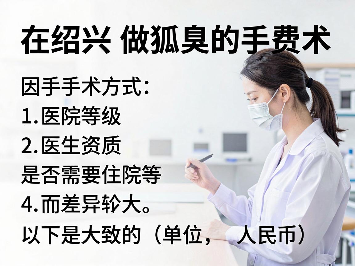 在绍兴做狐臭手术的费用因手术方式、医院等级、医生资质及个人情况(如异味程度、是否需要住院等)而差异较大。以下是大致的参考范围(单位,人民币) 在绍兴做狐臭手术的费用因手术方式、医院等级、医生资质及个人情况(如异味程度、是否需要住院等)而差异较大。以下是大致的参考范围(单位,人民币)