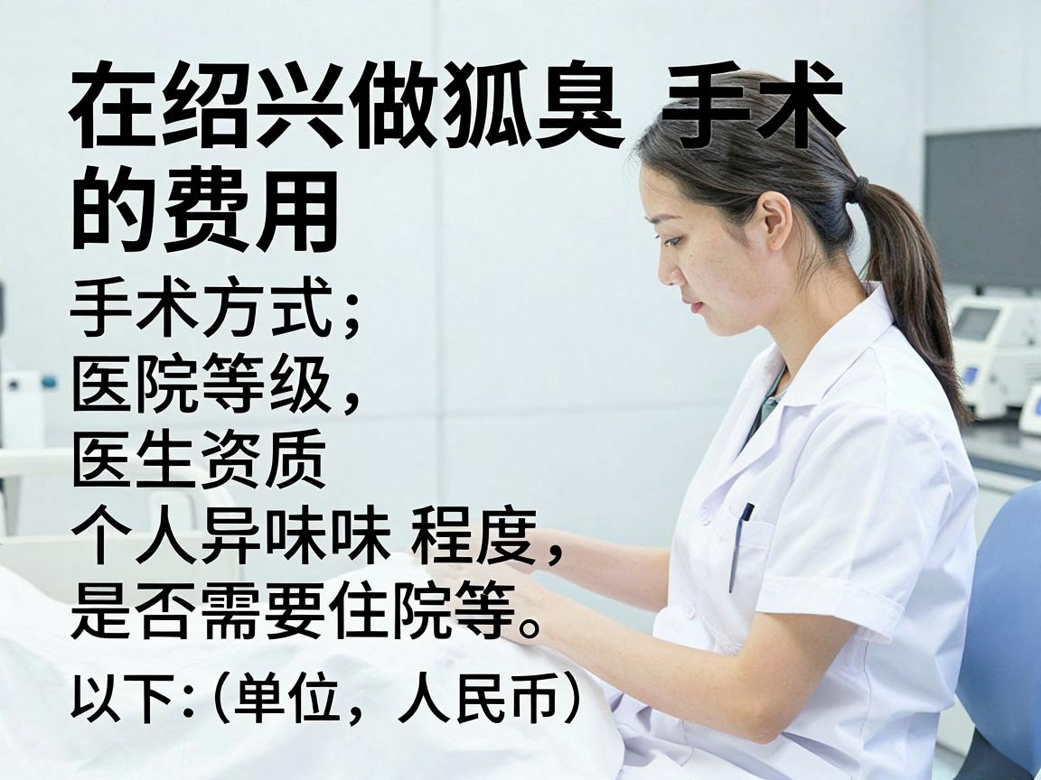 在绍兴做狐臭手术的费用因手术方式、医院等级、医生资质及个人情况(如异味程度、是否需要住院等)而差异较大。以下是大致的参考范围(单位,人民币) 在绍兴做狐臭手术的费用因手术方式、医院等级、医生资质及个人情况(如异味程度、是否需要住院等)而差异较大。以下是大致的参考范围(单位,人民币)