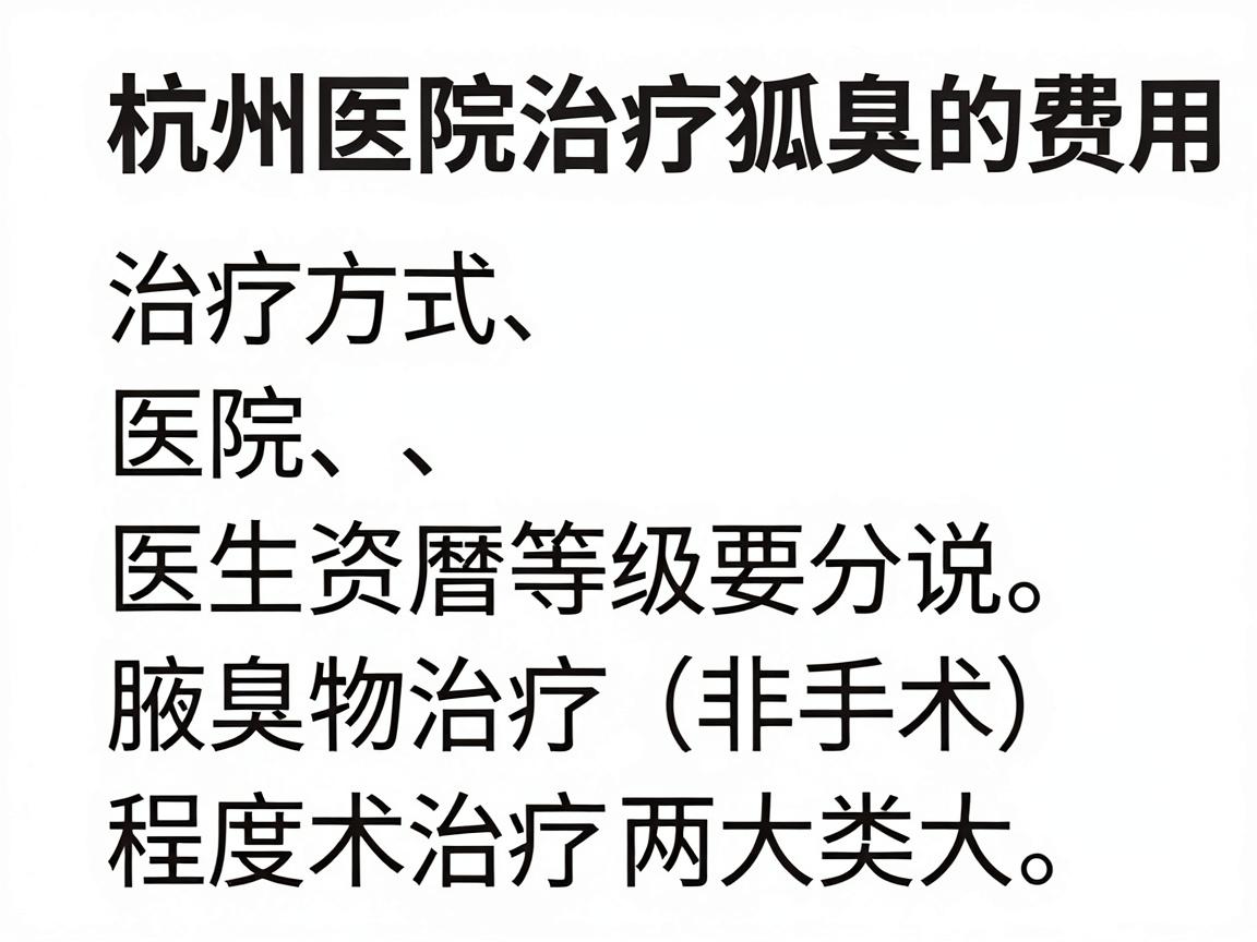 杭州医院治疗狐臭的费用因治疗方式、医院等级、医生资历以及腋臭严重程度差异较大。一般来说,主要分为药物治疗(非手术)和手术治疗两大类别 杭州医院治疗狐臭的费用因治疗方式、医院等级、医生资历以及腋臭严重程度差异较大。一般来说,主要分为药物治疗(非手术)和手术治疗两大类别