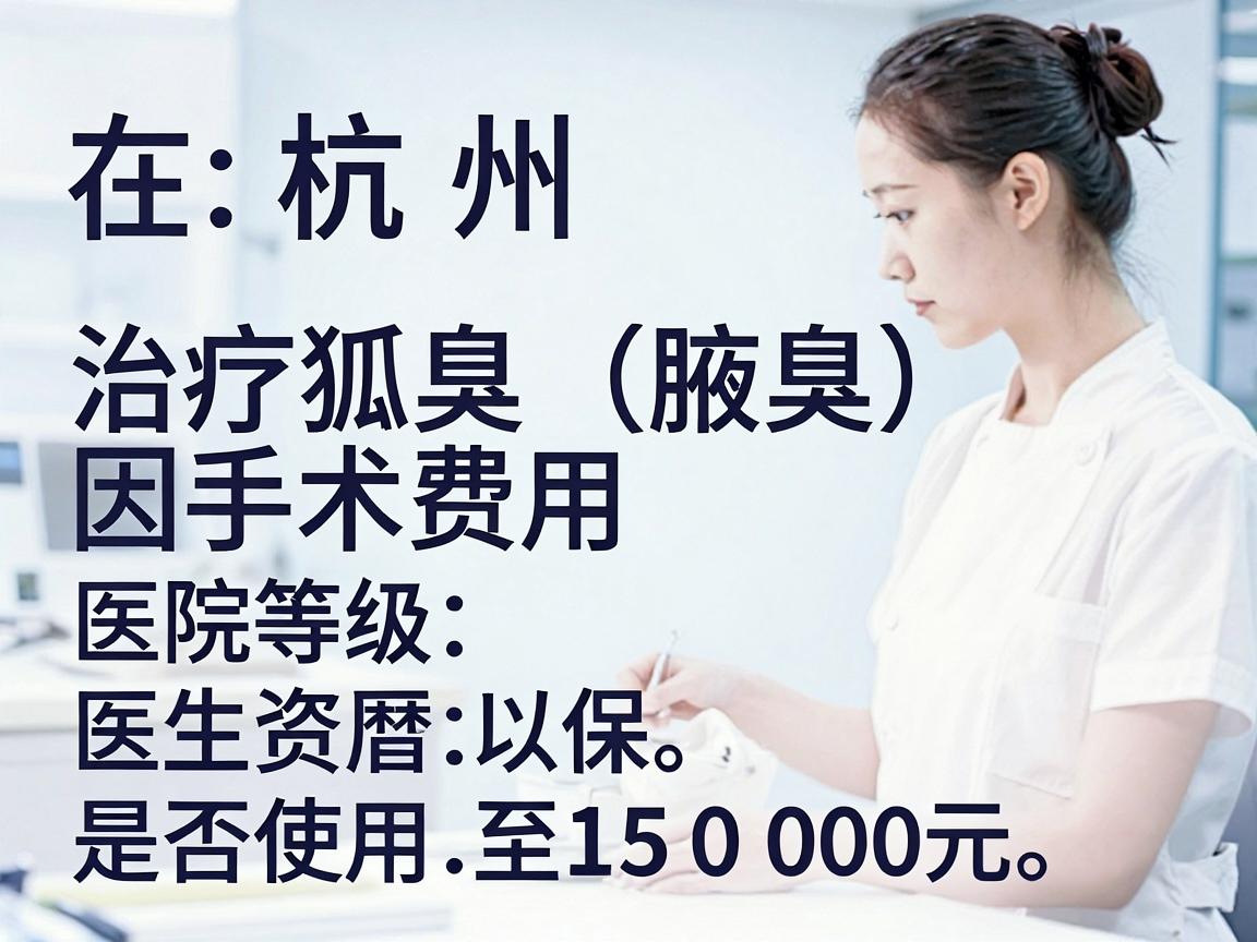 在杭州，治疗狐臭（腋臭）的手术费用因手术方式、医院等级、医生资历以及是否使用医保等因素差异较大。一般来说，总费用大致在 3000元至15000元 之间