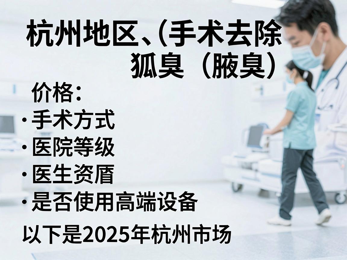 杭州地区手术去除狐臭（腋臭）的价格因手术方式、医院等级、医生资历及是否使用高端设备而异。以下是2025年杭州市场的参考价格范围，供你参考