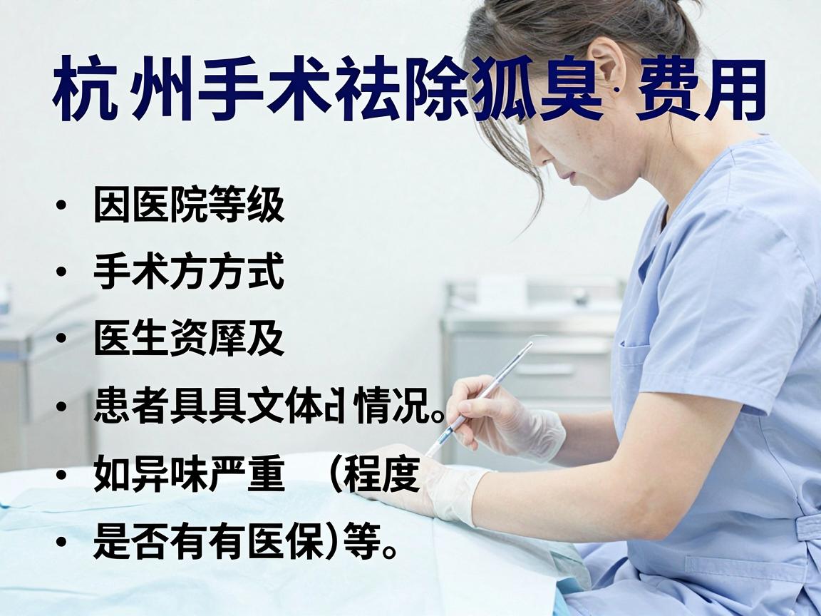 杭州手术祛除狐臭的费用因医院等级、手术方式、医生资历及患者具体情况(如异味严重程度、是否有医保等)而差异较大。以下为2023-2024年大致的参考范围(具体需以医院实时报价为准) 杭州手术祛除狐臭的费用因医院等级、手术方式、医生资历及患者具体情况(如异味严重程度、是否有医保等)而差异较大。以下为2023-2024年大致的参考范围(具体需以医院实时报价为准)
