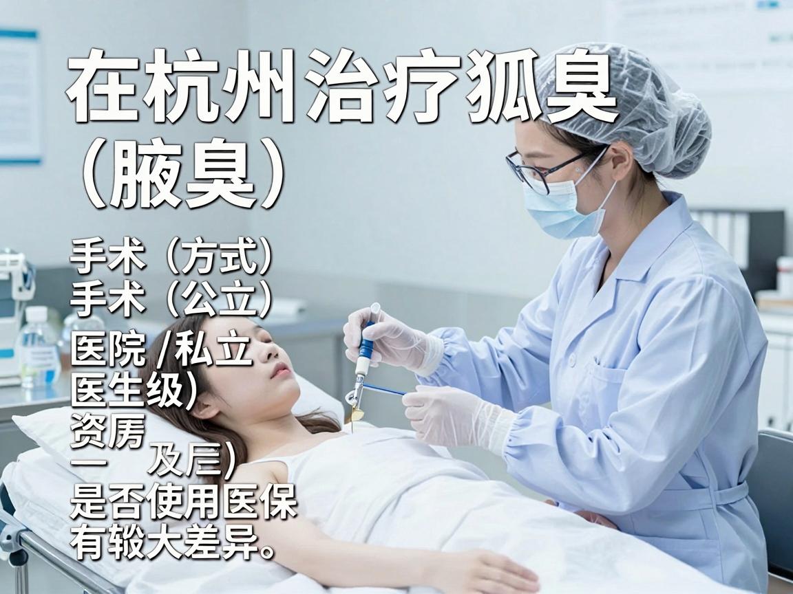 在杭州治疗狐臭(腋臭)的费用因手术方式、医院级别(公立/私立)医生资历以及是否使用医保而有较大差异。一般参考范围如下 在杭州治疗狐臭(腋臭)的费用因手术方式、医院级别(公立/私立)医生资历以及是否使用医保而有较大差异。一般参考范围如下