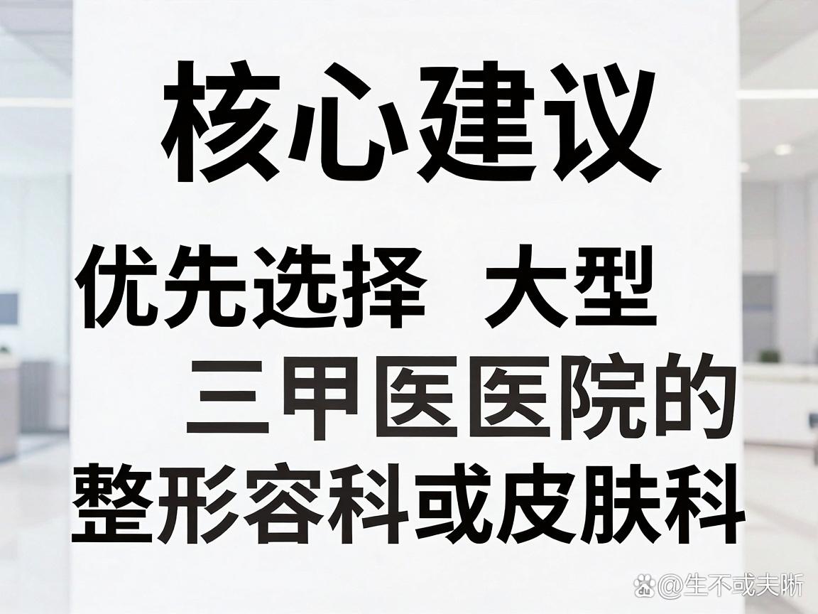 核心建议，优先选择大型三甲医院的整形美容科或皮肤科