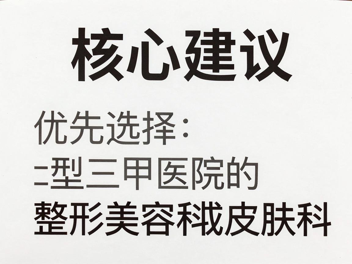 核心建议，优先选择大型三甲医院的整形美容科或皮肤科