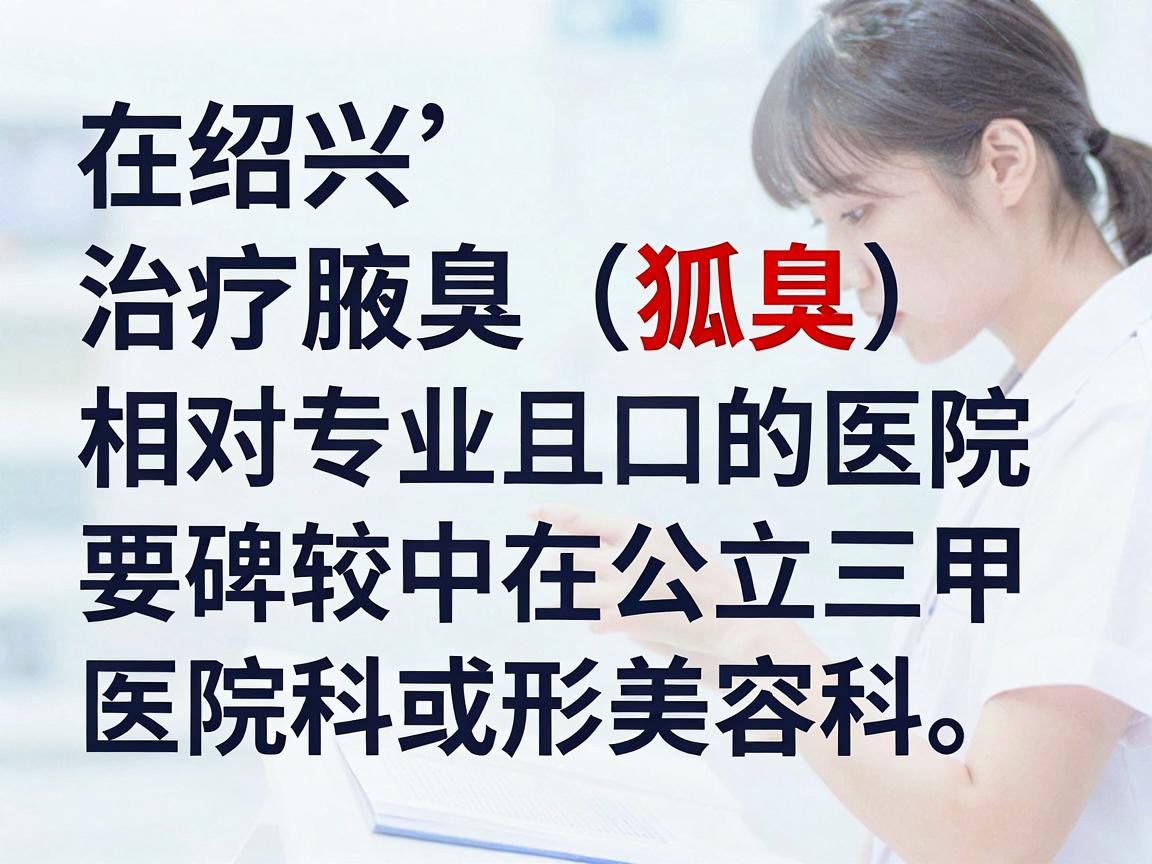 在绍兴,治疗腋臭(狐臭)相对专业且口碑较好的医院主要集中在公立三甲医院的皮肤科或整形美容科。以下是几家推荐的医院及其特点,供你参考 在绍兴,治疗腋臭(狐臭)相对专业且口碑较好的医院主要集中在公立三甲医院的皮肤科或整形美容科。以下是几家推荐的医院及其特点,供你参考