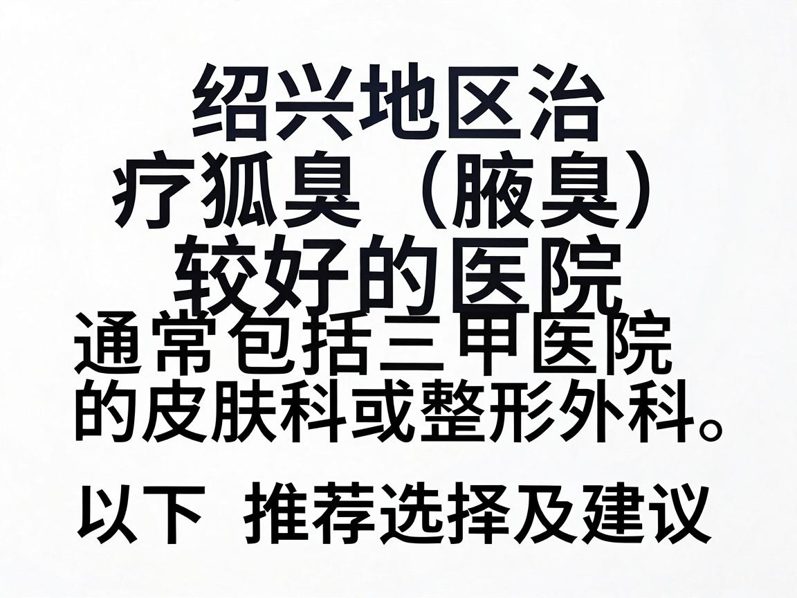 绍兴地区治疗狐臭(腋臭)较好的医院通常包括三甲医院的皮肤科或整形外科。以下是推荐选择及建议 绍兴地区治疗狐臭(腋臭)较好的医院通常包括三甲医院的皮肤科或整形外科。以下是推荐选择及建议