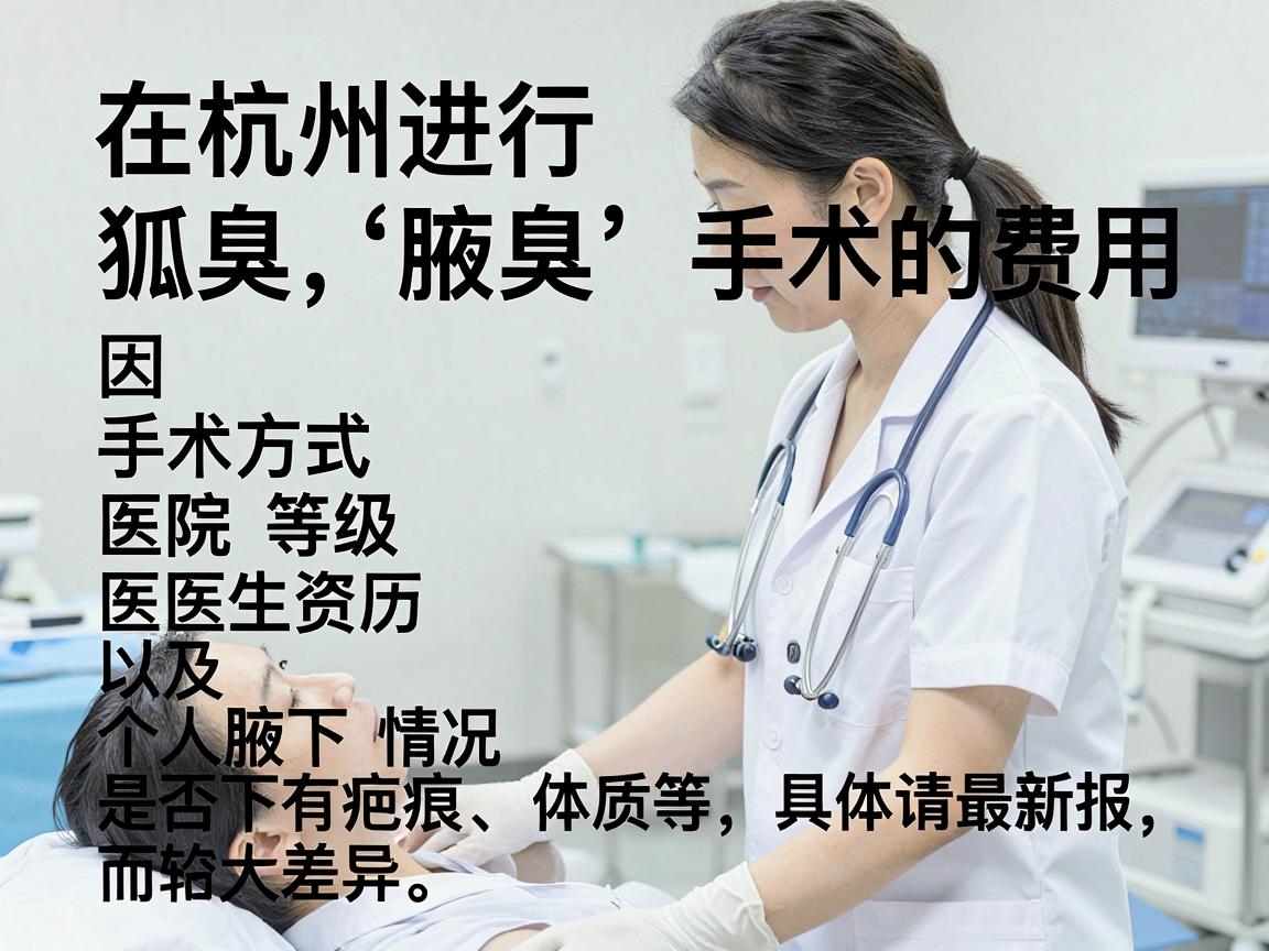 在杭州进行狐臭(腋臭)手术的费用因手术方式、医院等级、医生资历以及个人腋下情况(如异味严重程度、是否有疤痕体质等)而有较大差异。以下是一个大致的参考范围(2025年数据,具体请以医院最新报价为准) 在杭州进行狐臭(腋臭)手术的费用因手术方式、医院等级、医生资历以及个人腋下情况(如异味严重程度、是否有疤痕体质等)而有较大差异。以下是一个大致的参考范围(2025年数据,具体请以医院最新报价为准)