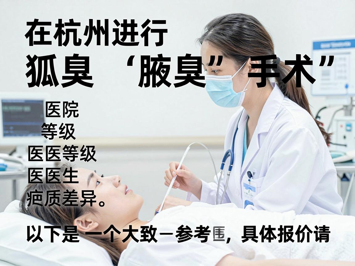 在杭州进行狐臭(腋臭)手术的费用因手术方式、医院等级、医生资历以及个人腋下情况(如异味严重程度、是否有疤痕体质等)而有较大差异。以下是一个大致的参考范围(2025年数据,具体请以医院最新报价为准) 在杭州进行狐臭(腋臭)手术的费用因手术方式、医院等级、医生资历以及个人腋下情况(如异味严重程度、是否有疤痕体质等)而有较大差异。以下是一个大致的参考范围(2025年数据,具体请以医院最新报价为准)