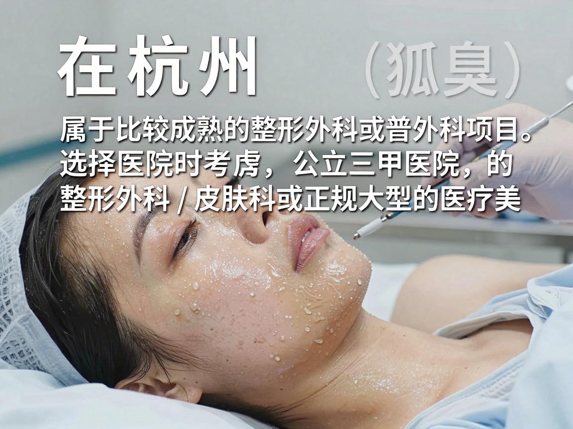 在杭州,腋臭(狐臭)手术属于比较成熟的整形外科或普外科项目。选择医院时,建议优先考虑公立三甲医院的整形外科/皮肤科或正规大型的医疗美容医院,重点关注微创技术和医生经验(复发率和疤痕控制是关键) 在杭州,腋臭(狐臭)手术属于比较成熟的整形外科或普外科项目。选择医院时,建议优先考虑公立三甲医院的整形外科/皮肤科或正规大型的医疗美容医院,重点关注微创技术和医生经验(复发率和疤痕控制是关键)