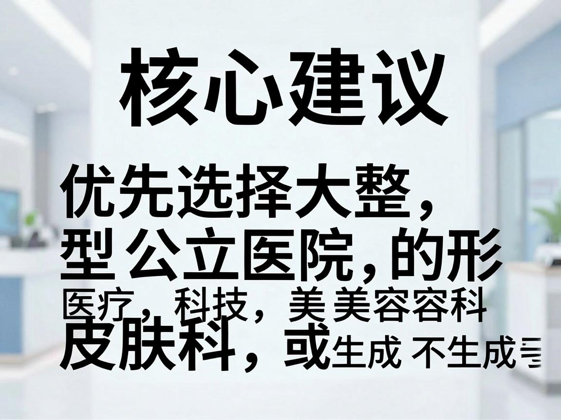 核心建议,优先选择大型公立医院的整形美容科或皮肤科 核心建议,优先选择大型公立医院的整形美容科或皮肤科