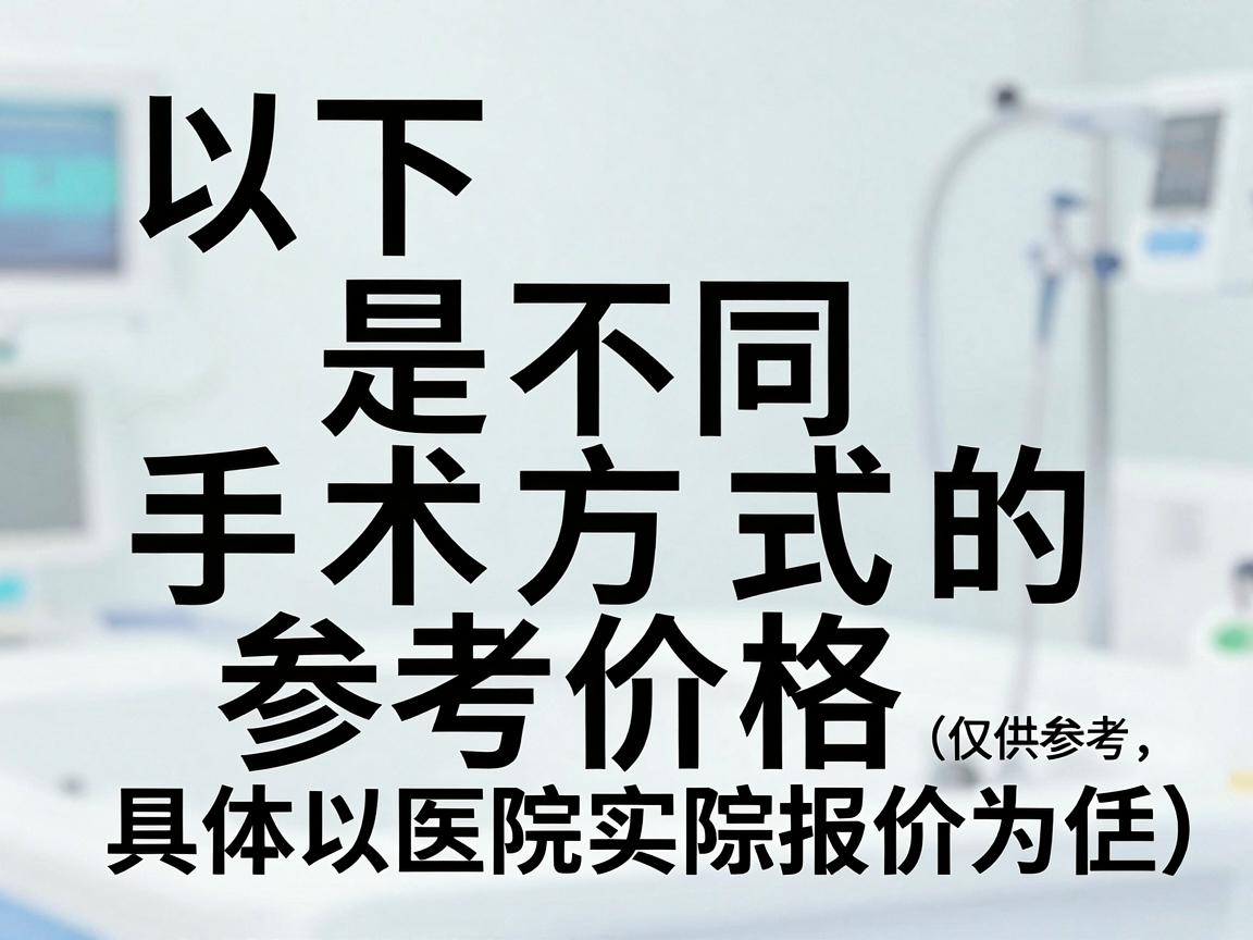 以下是不同手术方式的参考价格范围(仅供参考,具体以医院实际报价为准) 以下是不同手术方式的参考价格范围(仅供参考,具体以医院实际报价为准)