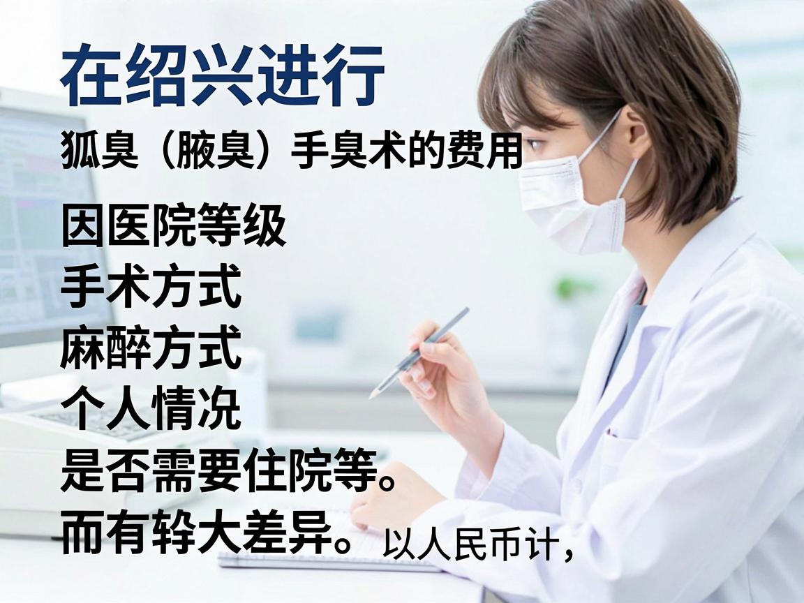 在绍兴进行狐臭(腋臭)手术的费用因医院等级、手术方式、麻醉方式及个人情况(如异味严重程度、是否需要住院等)而有较大差异。以下是大致的价格范围参考(以人民币计,2025年数据) 在绍兴进行狐臭(腋臭)手术的费用因医院等级、手术方式、麻醉方式及个人情况(如异味严重程度、是否需要住院等)而有较大差异。以下是大致的价格范围参考(以人民币计,2025年数据)