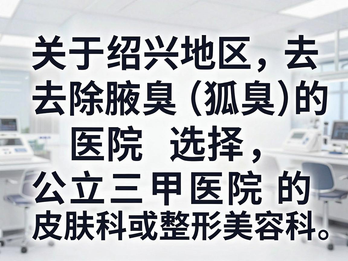 关于绍兴地区去除腋臭(狐臭)的医院选择,建议优先考虑公立三甲医院的皮肤科或整形美容科。这类医院通常设备更先进、医生经验更丰富,且收费相对透明 关于绍兴地区去除腋臭(狐臭)的医院选择,建议优先考虑公立三甲医院的皮肤科或整形美容科。这类医院通常设备更先进、医生经验更丰富,且收费相对透明