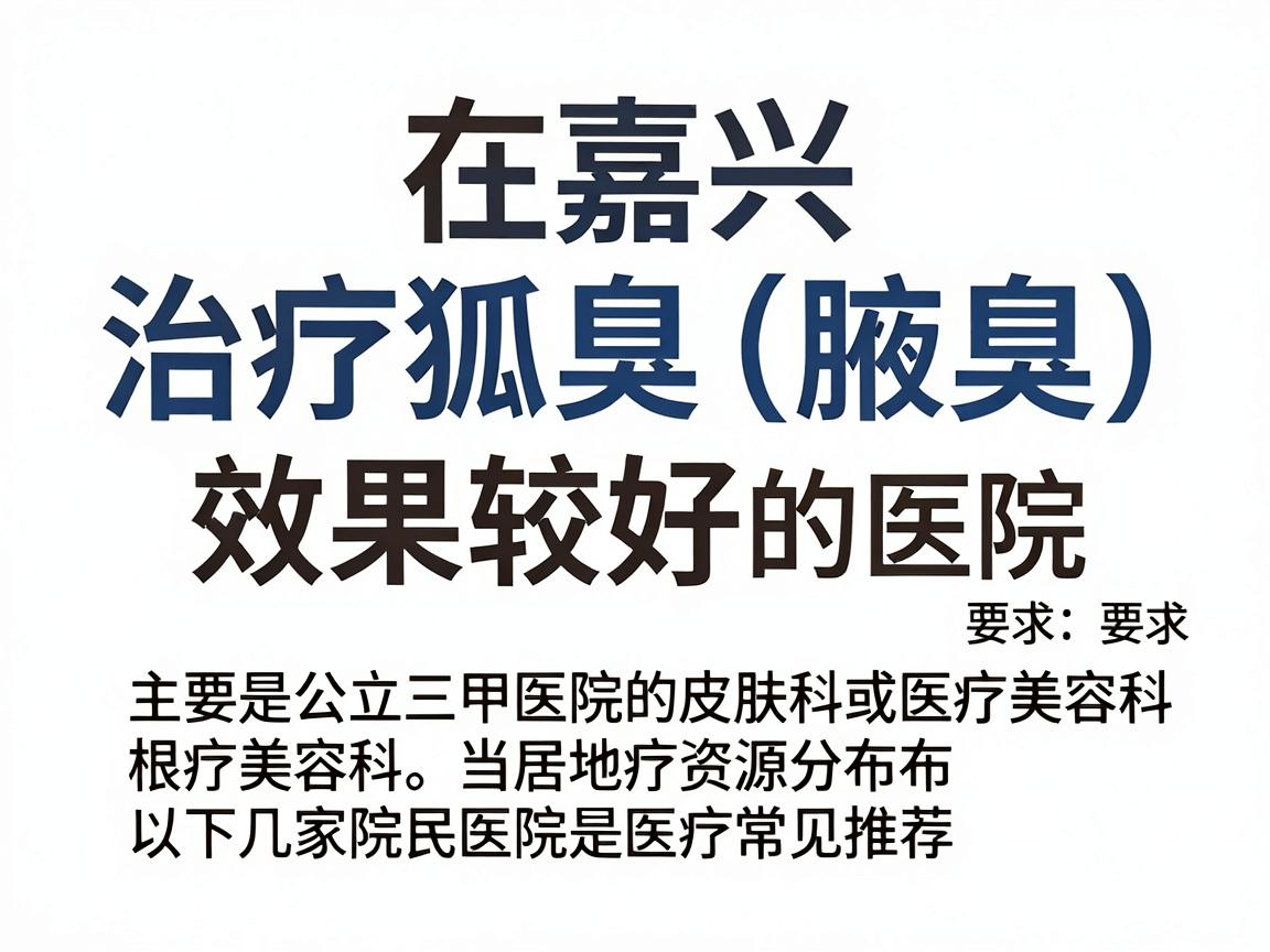 在嘉兴,治疗狐臭(腋臭)效果较好的医院主要是公立三甲医院的皮肤科或医疗美容科。根据当地居民的反馈和医疗资源分布,以下几家医院是常见推荐 在嘉兴,治疗狐臭(腋臭)效果较好的医院主要是公立三甲医院的皮肤科或医疗美容科。根据当地居民的反馈和医疗资源分布,以下几家医院是常见推荐