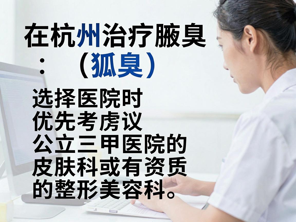 在杭州治疗腋臭（狐臭）选择医院时建议优先考虑公立三甲医院的皮肤科或有资质的整形美容科。这类医院通常设备正规、医生经验丰富，且收费透明
