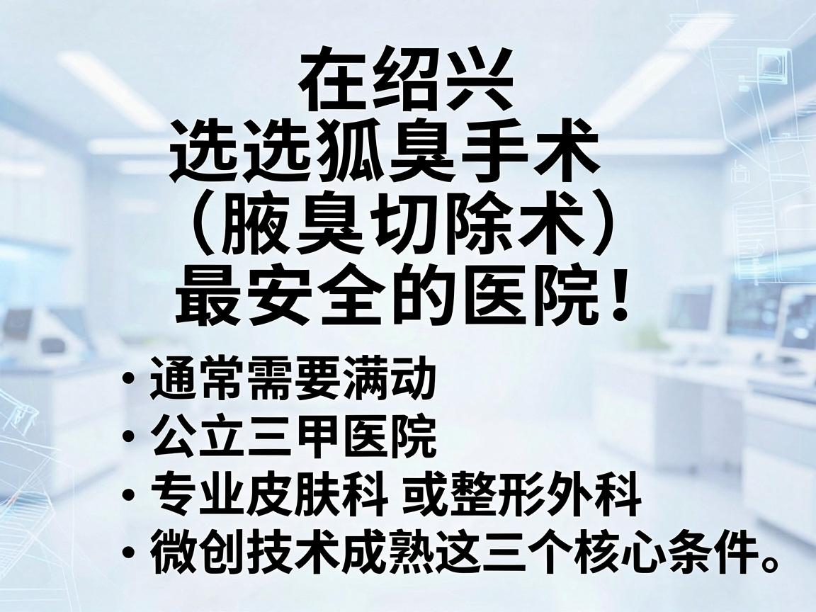 在绍兴，选择狐臭手术（腋臭切除术）最安全的医院，通常需要满足公立三甲医院、专业皮肤科或整形外科、微创技术成熟这三个核心条件。以下为你梳理最稳妥的选择及注意事项
