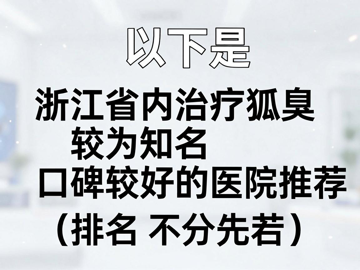 以下是浙江省内治疗狐臭较为知名、口碑较好的医院推荐(排名不分先后) 以下是浙江省内治疗狐臭较为知名、口碑较好的医院推荐(排名不分先后)