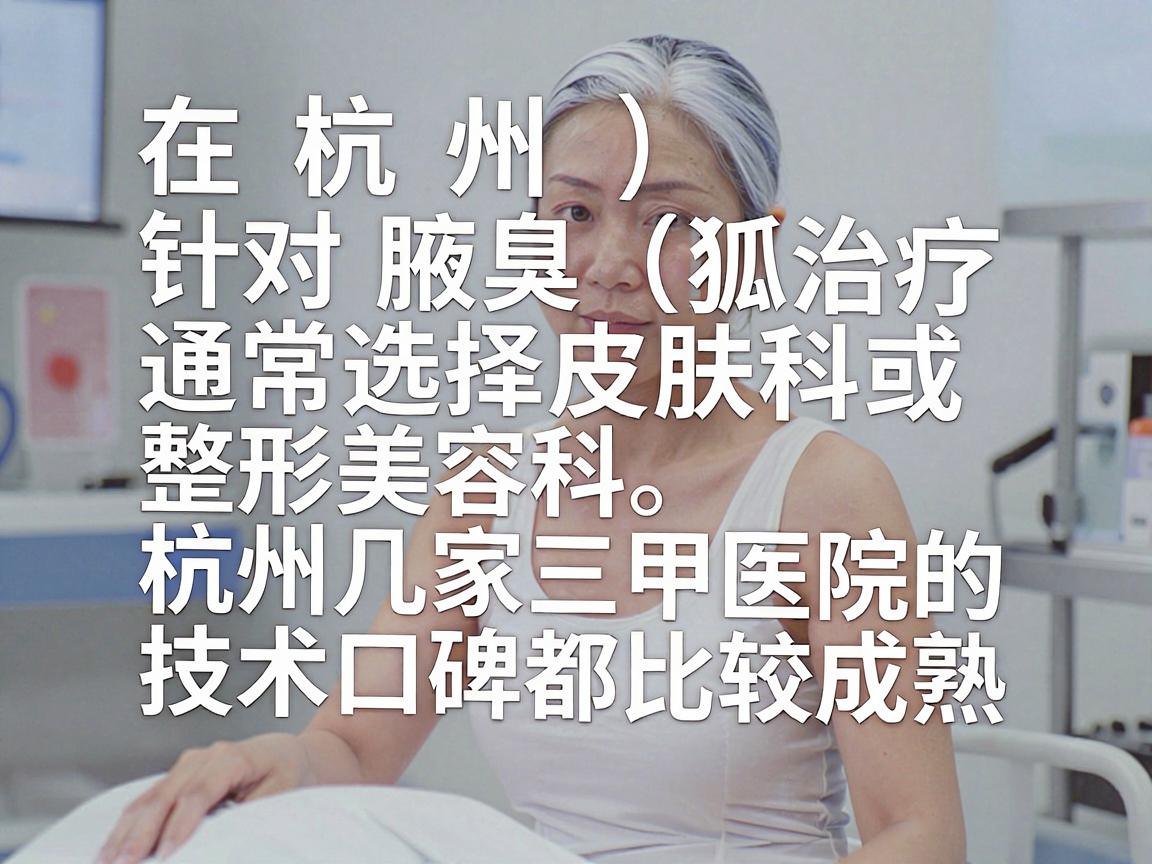 在杭州，针对腋臭（狐臭）的治疗，通常选择皮肤科或整形美容科。腋臭手术属于微创的常规手术，杭州几家三甲医院的技术和口碑都比较成熟。以下是根据医疗实力和患者反馈整理的三个公认比较权威的医院
