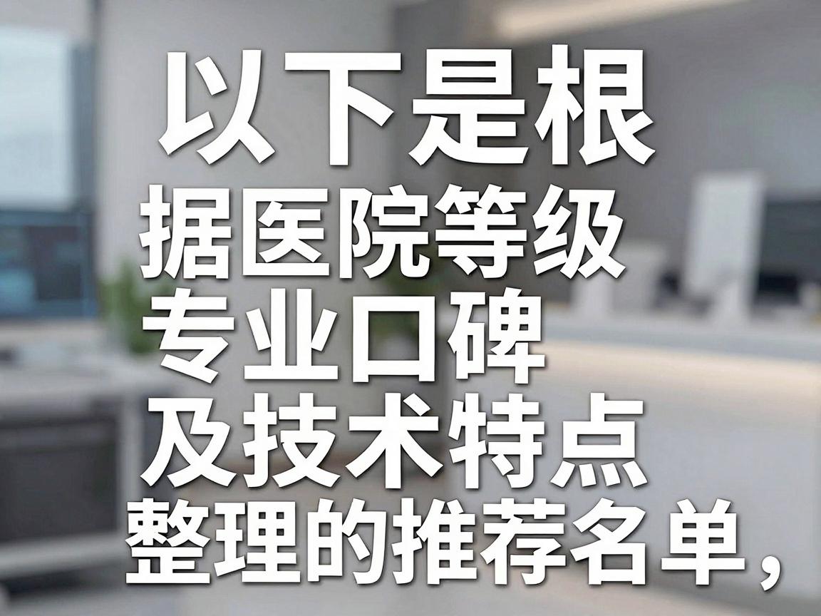 以下是根据医院等级、专业口碑及技术特点整理的推荐名单,供你参考 以下是根据医院等级、专业口碑及技术特点整理的推荐名单,供你参考