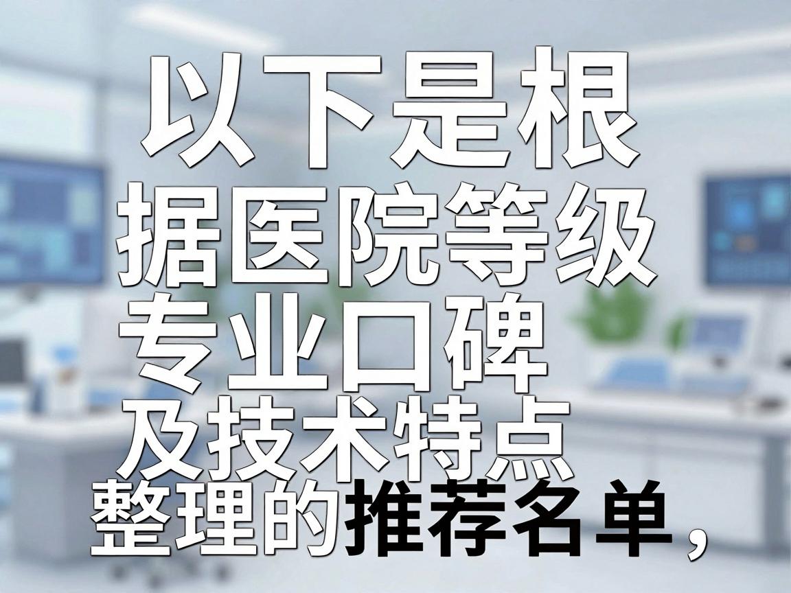 以下是根据医院等级、专业口碑及技术特点整理的推荐名单,供你参考 以下是根据医院等级、专业口碑及技术特点整理的推荐名单,供你参考