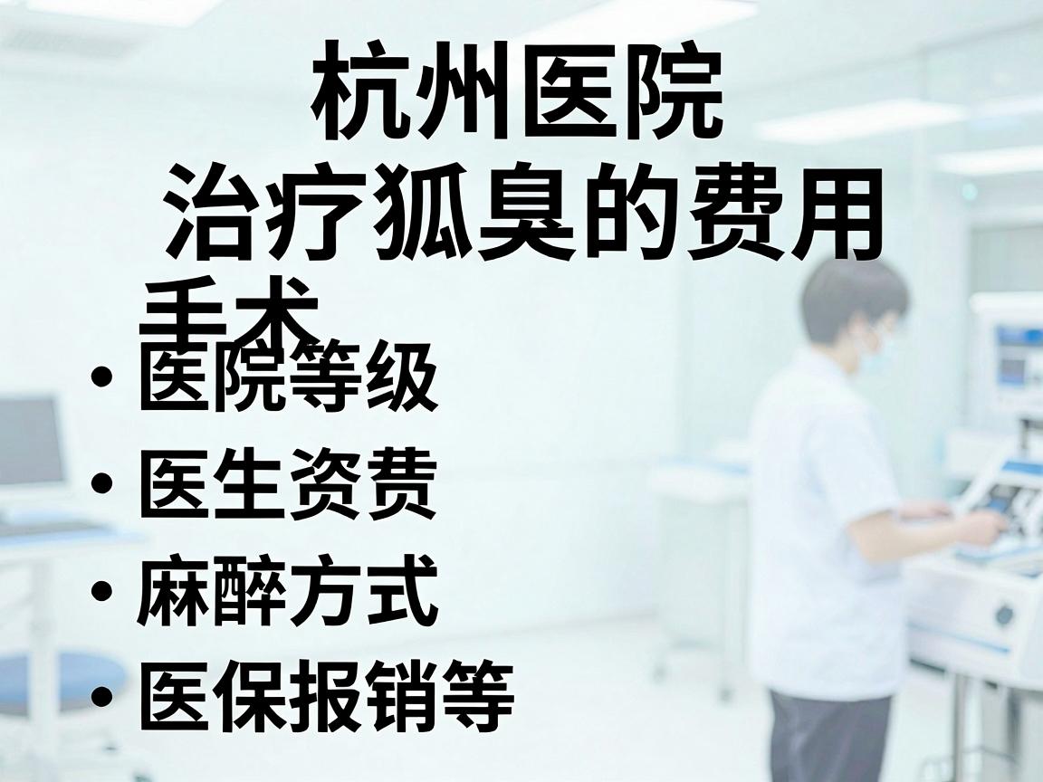 杭州医院治疗狐臭的费用因手术方式、医院等级、医生资质、麻醉方式及医保报销等因素差异较大,通常范围在3000元至15000元之间,以下是具体参考 杭州医院治疗狐臭的费用因手术方式、医院等级、医生资质、麻醉方式及医保报销等因素差异较大,通常范围在3000元至15000元之间,以下是具体参考