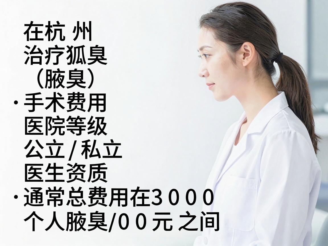 在杭州，治疗狐臭（腋臭）的手术费用因手术方式、医院等级（公立/私立）医生资质及个人腋臭严重程度而异。通常总费用在 3000元 至 15000元 之间，具体参考如下