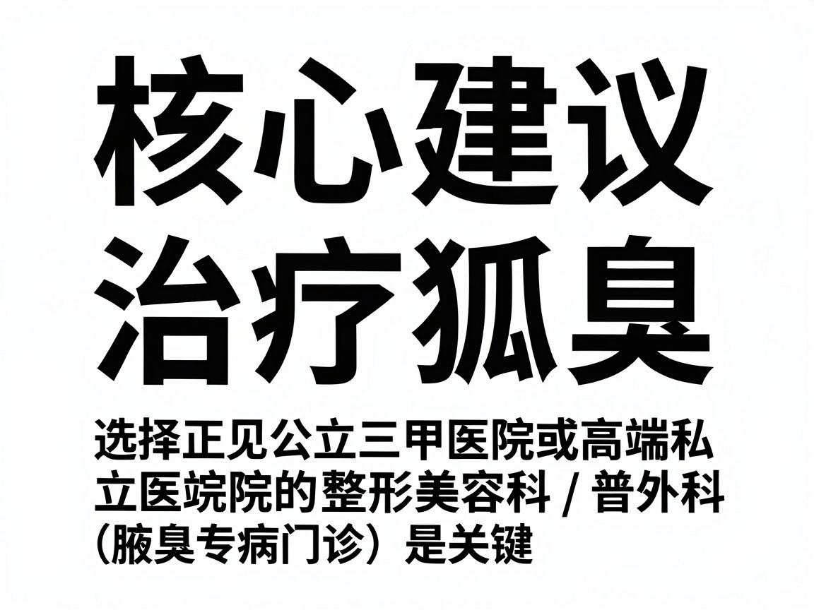 核心建议，治疗狐臭，选择正规公立三甲医院或高端私立医院的整形美容科/普外科（腋臭专病门诊）是关键