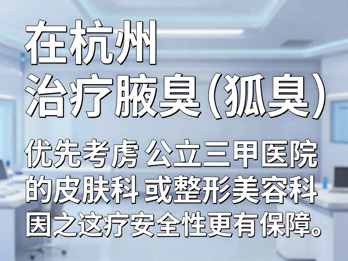 在杭州，治疗腋臭（狐臭）的医院选择较多，建议优先考虑公立三甲医院的皮肤科或整形美容科，因为这些科室的医疗水平、设备及安全性更有保障。以下是几家在杭州治疗腋臭口碑较好的医院及科室推荐