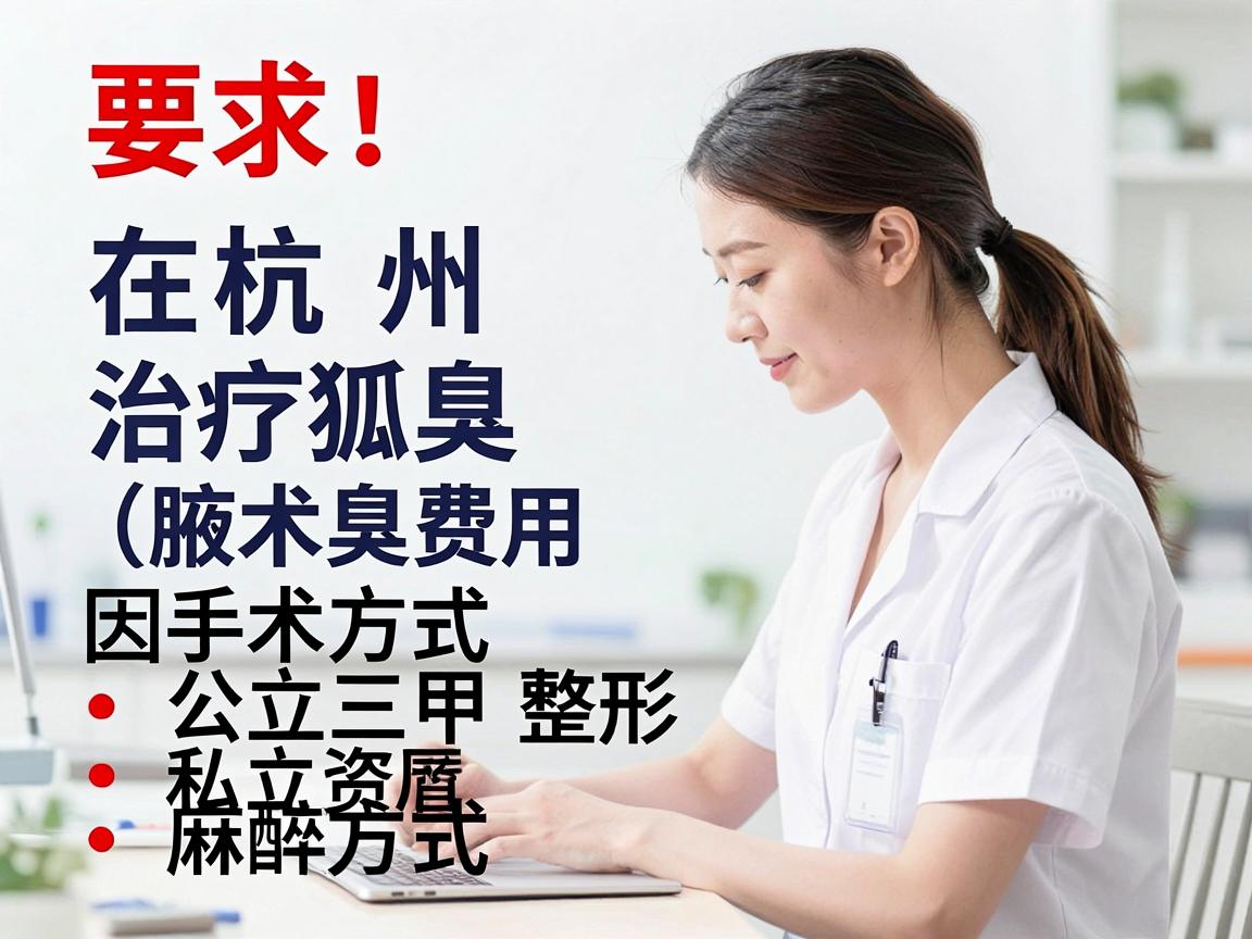在杭州,治疗狐臭(腋臭)的手术费用因手术方式、医院等级(公立三甲 vs 私立整形)医生资历以及麻醉方式的不同而有较大差异 在杭州,治疗狐臭(腋臭)的手术费用因手术方式、医院等级(公立三甲 vs 私立整形)医生资历以及麻醉方式的不同而有较大差异