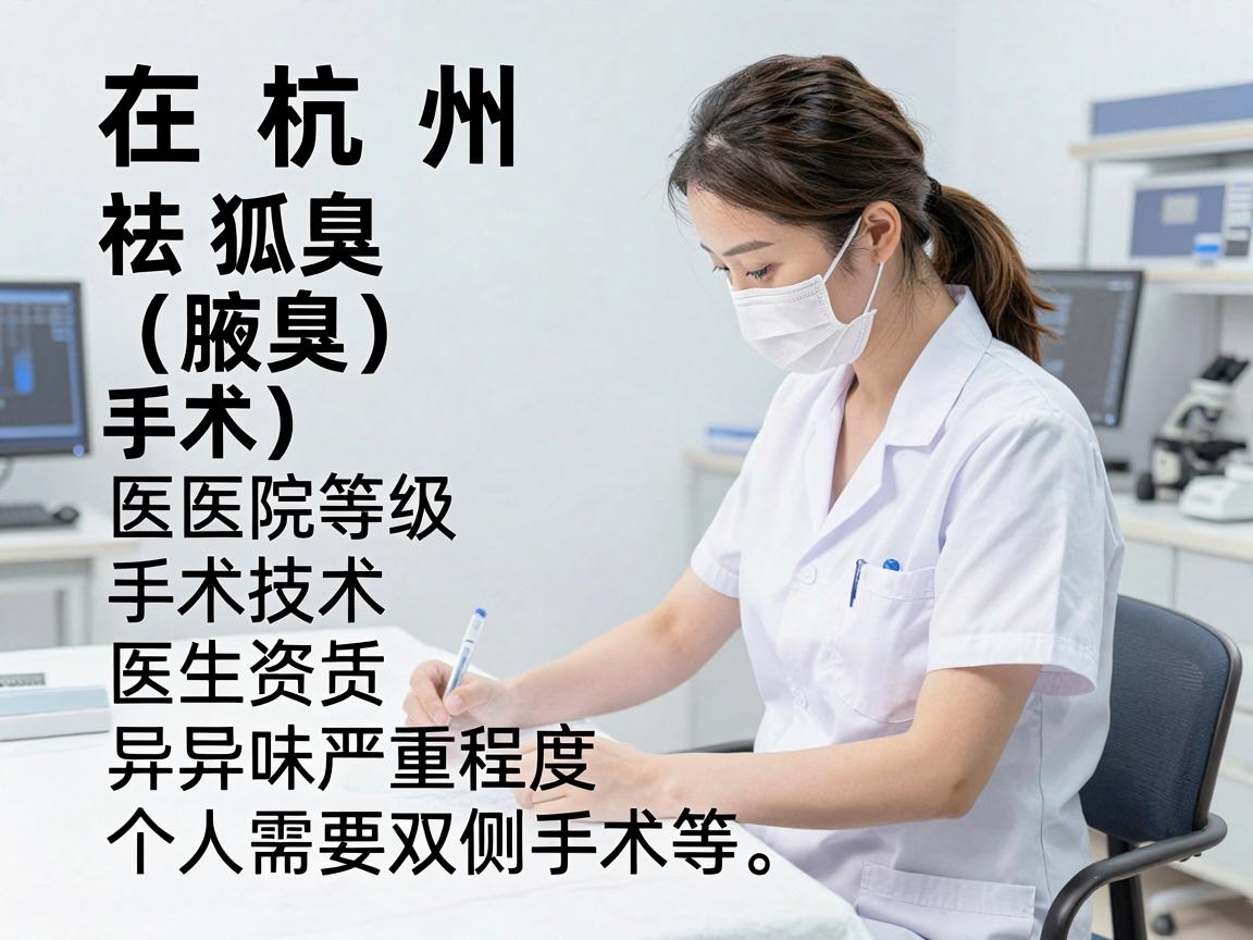 在杭州,祛狐臭(腋臭)手术的费用因医院等级、手术技术、医生资质及个人情况(如异味严重程度、是否需要双侧手术等)差异较大。以下是大致的费用范围供参考 在杭州,祛狐臭(腋臭)手术的费用因医院等级、手术技术、医生资质及个人情况(如异味严重程度、是否需要双侧手术等)差异较大。以下是大致的费用范围供参考