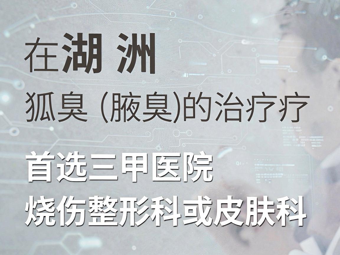 在湖州,针对狐臭(腋臭)的治疗,首选三甲医院的烧伤整形科或皮肤科。狐臭手术属于美容整形外科范畴,三甲医院在设备、麻醉安全和术后感染控制方面更有保障 在湖州,针对狐臭(腋臭)的治疗,首选三甲医院的烧伤整形科或皮肤科。狐臭手术属于美容整形外科范畴,三甲医院在设备、麻醉安全和术后感染控制方面更有保障