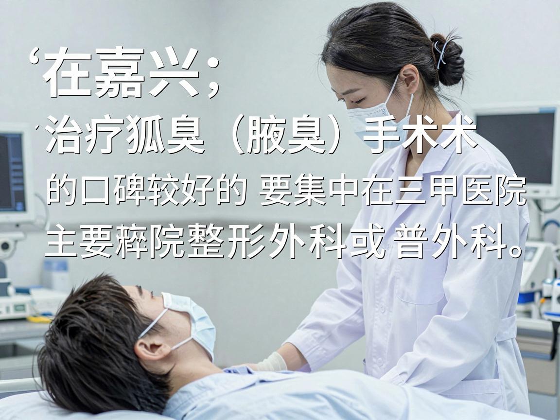 在嘉兴，治疗狐臭（腋臭）手术的口碑较好的公立医院主要集中在三甲医院的整形外科或普外科。选择时优先考虑三甲医院，因为它们在无菌环境、麻醉安全和术后管理上更有保障