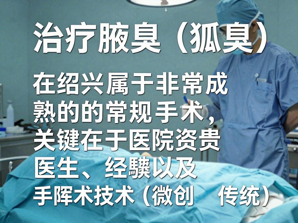 治疗腋臭（狐臭）在绍兴属于非常成熟的常规手术，选择医院的关键在于医院资质、医生经验以及手术技术（微创 vs 传统）