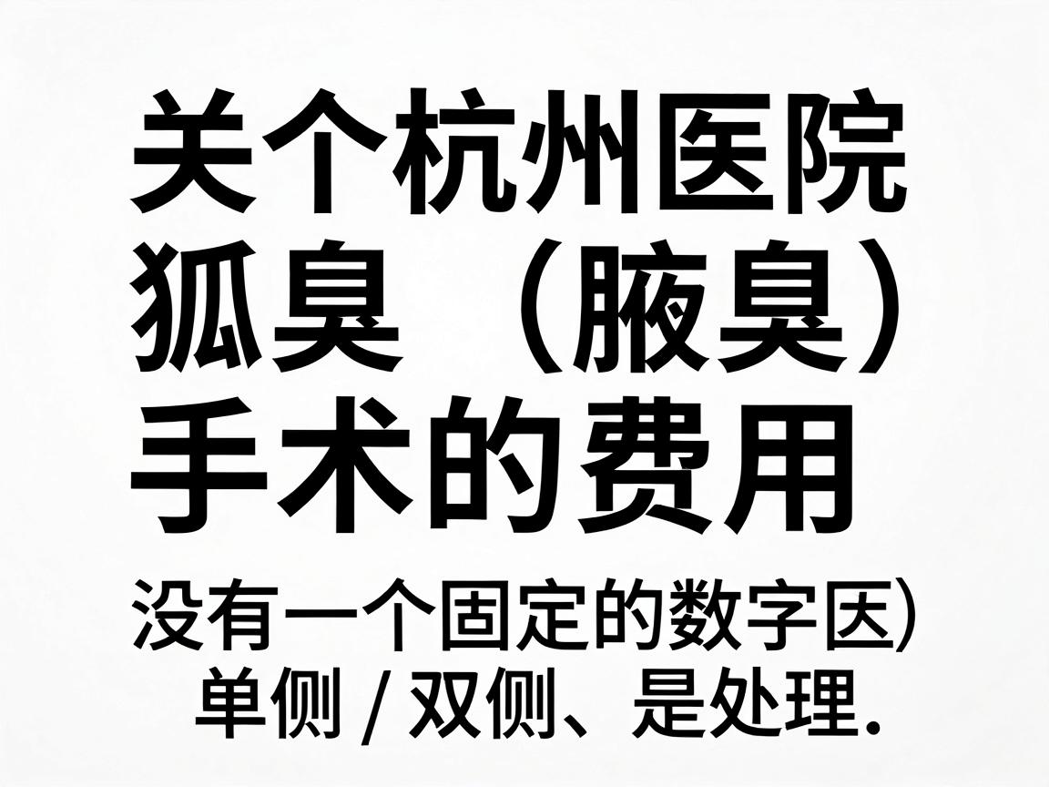 关于杭州医院狐臭(腋臭)手术的费用,没有一个固定的数字,因为价格受手术方式、医院等级、医生职称以及个人腋臭严重程度(单侧/双侧、是否需要特殊处理)的影响非常大 关于杭州医院狐臭(腋臭)手术的费用,没有一个固定的数字,因为价格受手术方式、医院等级、医生职称以及个人腋臭严重程度(单侧/双侧、是否需要特殊处理)的影响非常大