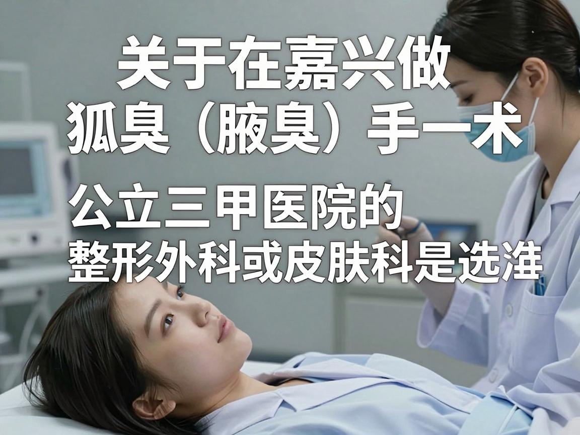 关于在嘉兴做狐臭(腋臭)手术,公立三甲医院的整形外科或皮肤科是首选,因为手术技术成熟、规范,且有医保定价标准,更放心 关于在嘉兴做狐臭(腋臭)手术,公立三甲医院的整形外科或皮肤科是首选,因为手术技术成熟、规范,且有医保定价标准,更放心
