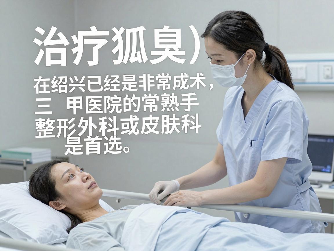 治疗狐臭(腋臭)在绍兴已经是非常成熟的常规手术,三甲医院的整形外科或皮肤科是首选。这类医院设备先进、消毒严格,且医生经验丰富 治疗狐臭(腋臭)在绍兴已经是非常成熟的常规手术,三甲医院的整形外科或皮肤科是首选。这类医院设备先进、消毒严格,且医生经验丰富