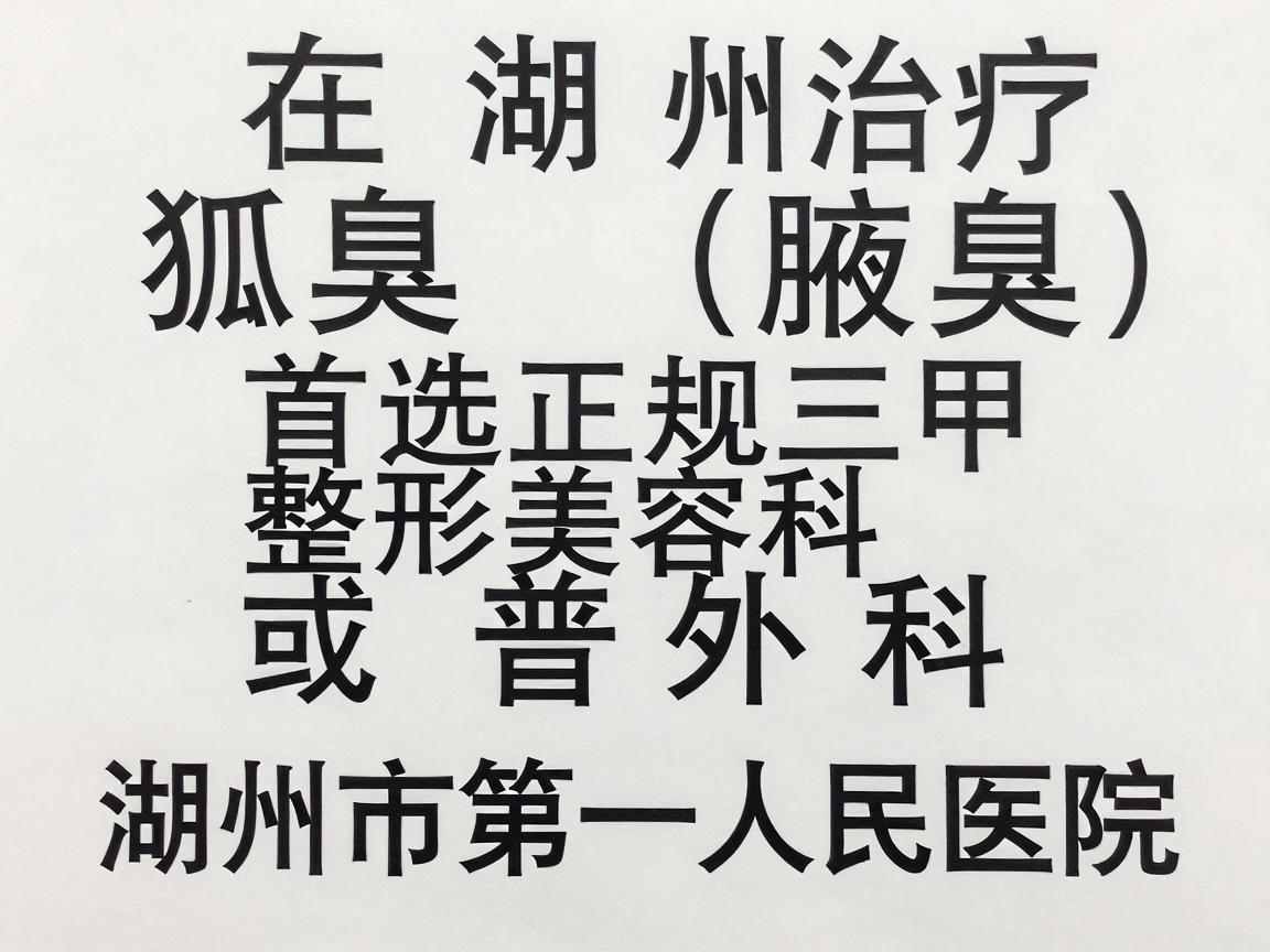在湖州治疗狐臭(腋臭)首选正规三甲医院的整形美容科或普外科,其中湖州市中心医院和湖州市第一人民医院的医疗技术和设备最为可靠 在湖州治疗狐臭(腋臭)首选正规三甲医院的整形美容科或普外科,其中湖州市中心医院和湖州市第一人民医院的医疗技术和设备最为可靠