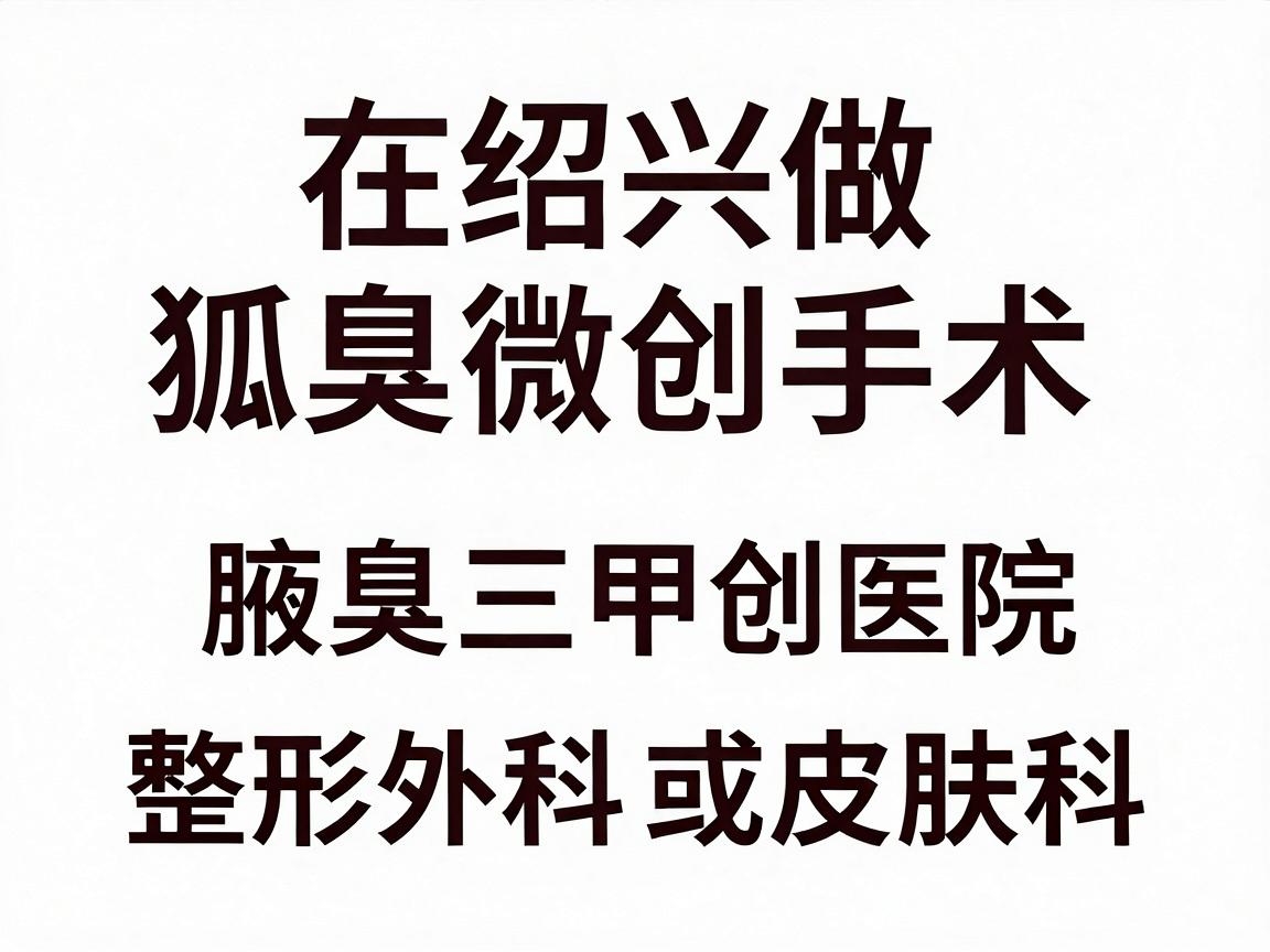 在绍兴做狐臭手术（腋臭微创手术）首选三甲医院的整形外科或皮肤科。这类手术虽然不大，但对医生的精细操作要求极高，直接关系到复发率和疤痕美观度